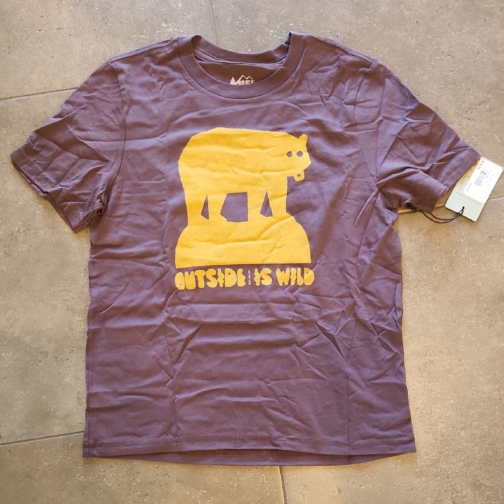 Rei Co.op.  Kids Purple T-Shirt with Yellow Graphic. 3 T-shirts For $5